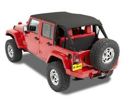 Bestop 52594-35 Header Safari Cable Style Bikini Top Black for 10-18 Jeep JK 4DR