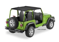 Bestop 52544-35 Header Safari Extended Bikini Top Black for 04-06 Wrangler LJ