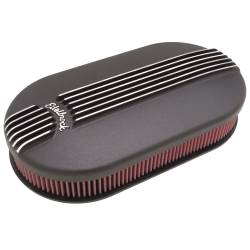 Edelbrock - Edelbrock 41193 Black Large Oval Cast Air Cleaner for Dual-Quads 2.4" Element - Image 1