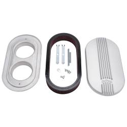 Edelbrock - Edelbrock 41199 2.4" Pro-Flo Satin Large Oval Cast Air Cleaner for Dual-Quads - Image 1