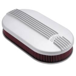 Edelbrock - Edelbrock 41199 2.4" Pro-Flo Satin Large Oval Cast Air Cleaner for Dual-Quads - Image 2