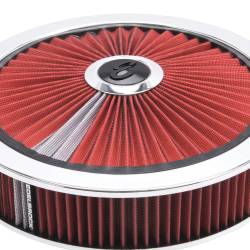Edelbrock - Edelbrock 43660 Pro-Flo Chrome Round 14" Air Cleaner 3" Pro-Flo Element Red - Image 1