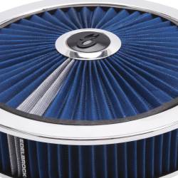 Edelbrock - Edelbrock 43661 Pro-Flo Chrome Round 14" Air Cleaner 3" Pro-Flo Element Blue - Image 1