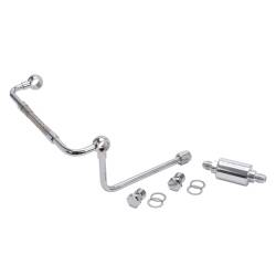 Edelbrock - Edelbrock 8128 Chrome Dual-Feed Fuel Line Kit w/Polished Filter - Image 1