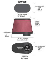 Airaid - Airaid 720-128 Performance Replacement Cold Air Intake Filter Red Oiled Filter - Image 3