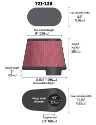 Airaid - Airaid 721-128 Clamp-On Oval Tapered Air Filter dry SynthaMax Synthetic Media - Image 4