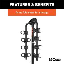 CURT - CURT 18030 Extendable Hitch-Mounted Bike Rack 2 Or 4 Bikes 1-1/4" Or 2" Shank - Image 4