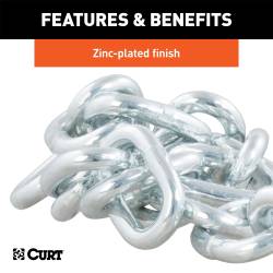 CURT - CURT 80300 27" Safety Chain w/1 S-Hook 7000 lbs Clear Zinc - Image 3