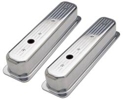 Trans-Dapt Performance - Trans-Dapt 6985 Ball Milled Aluminum Valve Covers Tall Pinstripes 87-99 SB Chevy - Image 1