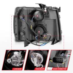 Anzo USA - Anzo USA 111107 Projector Headlight Set w/CCFL Halo Black for Silverado - Image 5