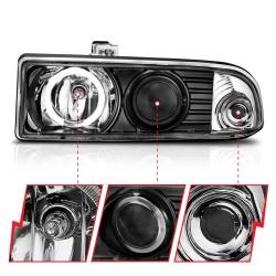 Anzo USA - Anzo USA 111015 Projector Headlight Set w/CCFL Halo Black for 98-04 S-10/Blazer - Image 3