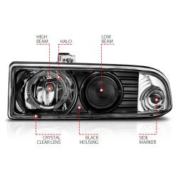 Anzo USA - Anzo USA 111015 Projector Headlight Set w/CCFL Halo Black for 98-04 S-10/Blazer - Image 4