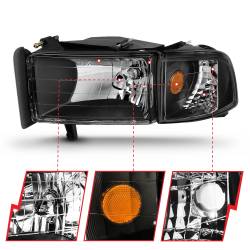 Anzo USA - Anzo USA Black Crystal Headlight Set w/Corners for RAM Trucks 111067 - Image 3