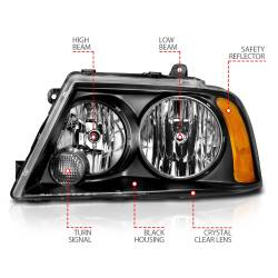 Anzo USA - Anzo USA 111045 Black Crystal Headlight Set for 03-06 Lincoln Navigator - Image 4