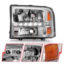 Anzo USA - Anzo USA Crystal 1-Piece Headlight Set Chrome Super Duty/Excursion 111088 - Image 3