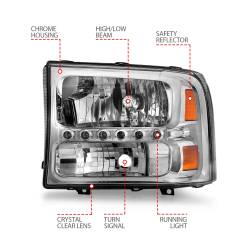 Anzo USA - Anzo USA Crystal 1-Piece Headlight Set Chrome Super Duty/Excursion 111088 - Image 4