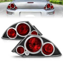 Anzo USA 221081 Black Euro Clear Lens Taillight Set for 00-05 Mitsubishi Eclipse