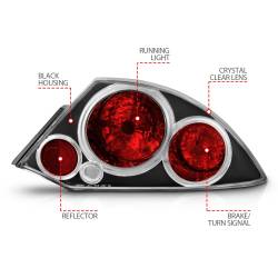 Anzo USA - Anzo USA 221081 Black Euro Clear Lens Taillight Set for 00-05 Mitsubishi Eclipse - Image 4