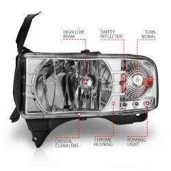 Anzo USA - Anzo USA Crystal 1-Piece Headlight Set Chrome for RAM Trucks 111206 - Image 4