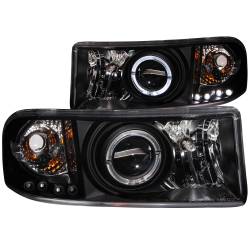 Anzo USA 1-Piece Projector Headlights w/LED Halo Black for Dodge RAM 111196