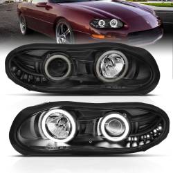 Anzo USA 121160 Projector Headlight Set w/CCFL Halo Black for 98-02 Chevy Camaro