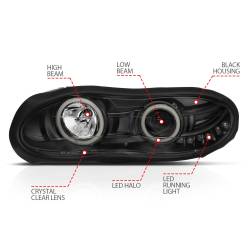 Anzo USA - Anzo USA 121160 Projector Headlight Set w/CCFL Halo Black for 98-02 Chevy Camaro - Image 4