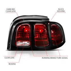 Anzo USA - Anzo USA 321350 Taillight Assembly for 96-98 Ford Mustang - Image 4