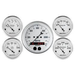 AutoMeter - AutoMeter 1650 Old Tyme White GPS Speedometer 5 Gauge Set 3-3/8" & 2-1/16" - Image 1
