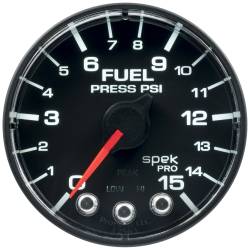 AutoMeter - AutoMeter P315328 Spek-Pro Fuel Pressure Gauge 15PSI 2-1/16" Motor Black/Blk - Image 1