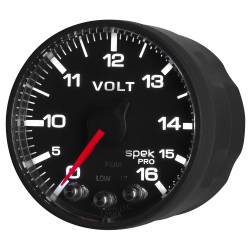 AutoMeter - AutoMeter P344328 Spek-Pro Voltmeter Gauge Black/Blk 0-16V 2-1/16" Stepper Motor - Image 3