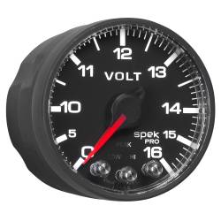 AutoMeter - AutoMeter P344328 Spek-Pro Voltmeter Gauge Black/Blk 0-16V 2-1/16" Stepper Motor - Image 5