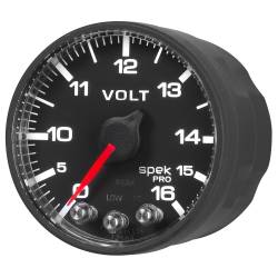AutoMeter - AutoMeter P344328 Spek-Pro Voltmeter Gauge Black/Blk 0-16V 2-1/16" Stepper Motor - Image 2