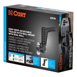 CURT - CURT 45936 Deep-Drop Adjustable Trailer Hitch Ball Mount w/Dual Ball 2" Shank 15 - Image 2
