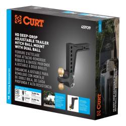 CURT - CURT 45939 HD Deep-Drop Adjustable Hitch Ball Mount w/Dual Ball 2.5" Shank 20K - Image 2