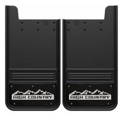 Gatorback - Gatorback GB1223HC-W 12"x23" Universal Black Mud Flaps High Country Logo - Image 1
