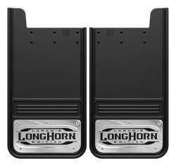 Gatorback - Gatorback 12"x23" Universal Black Mud Flaps for Longhorn Logo GB1223L-2 - Image 1
