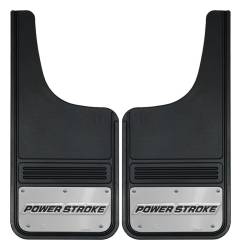 Gatorback - Gatorback 12"x26" Cut-Style Black Mud Flaps Powerstroke Logo GB1226CUTP - Image 1