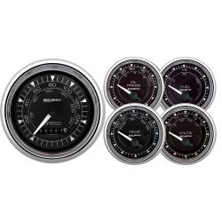 AutoMeter - AutoMeter 9708 Chrono Chrome 5Pc Electric Speedometer Gauge Kit 3-3/8" & 2-1/16" - Image 1