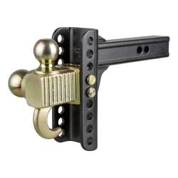 CURT - CURT 45904 Adjustable Channel Mount w/Hook & Step Dual-Ball 2" Shank 14K 6" Drop - Image 1