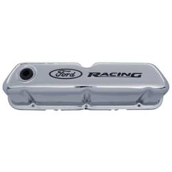 Ford Performance Parts - Ford Perf. 302-071 Tall Valve Covers Steel Chrome/Black Recessed Logo for SBF - Image 1