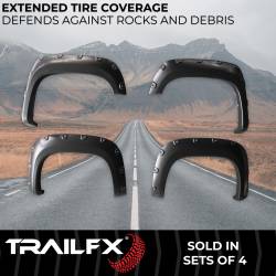 TrailFX - TrailFX TFG3001S Pocket Style Fender Flare Set Black Smooth Paintable Finish - Image 2