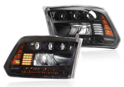 Winjet - Winjet CHRNG0675-B-SQ Black/Clear Full LED High/Low Beam Headlight for Dodge Ram - Image 1