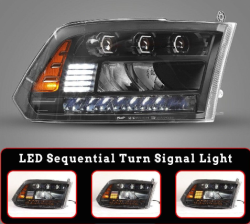 Winjet - Winjet CHRNG0675-B-SQ Black/Clear Full LED High/Low Beam Headlight for Dodge Ram - Image 2