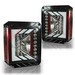 Winjet - Winjet CTRNG0490-GBC Gloss Black/Clear LED Taillights for 07-18 Jeep Wrangler JK - Image 1