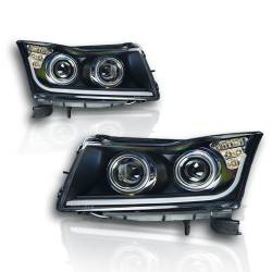 Winjet - Winjet CHWJ-0324-B Black/Clear DRL Projector Headlights for 11-12 Chevy Cruze - Image 1