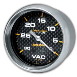 AutoMeter - AutoMeter 4884 Carbon Fiber Mechanical Vacuum Gauge 0-30" HG 2-5/8" - Image 1