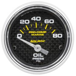 AutoMeter - AutoMeter 200744-40 Marine Oil Pressure Gauge 2-1/16" 0-80 PSI Carbon Fiber - Image 1