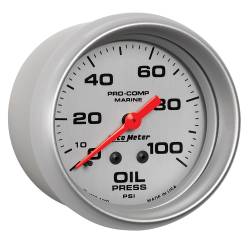 AutoMeter - AutoMeter 200777-33 Marine Mechanical Oil Pressure Gauge Silver 0-100Psi 2-5/8" - Image 3