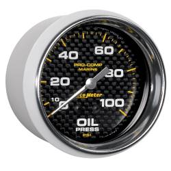 AutoMeter - AutoMeter 200777-40 Marine Mechanical Oil Pressure Carbon Fiber 0-100Psi 2-5/8" - Image 3