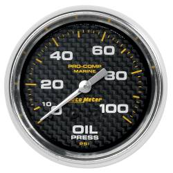 AutoMeter - AutoMeter 200777-40 Marine Mechanical Oil Pressure Carbon Fiber 0-100Psi 2-5/8" - Image 1